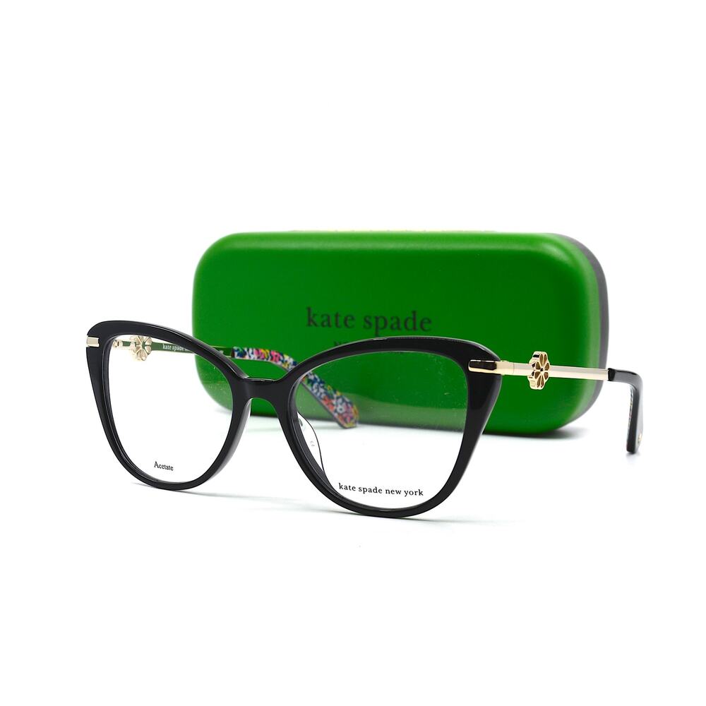 NEW KATE SPADE FLAVIA 807 BLACK GOLD AUTHENTIC EYEGLASSES FRAME - Picture 1 of 12